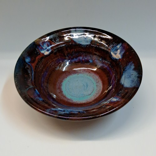 Click to view detail for #230768 Bowl, Dark Red & Turquoise $22